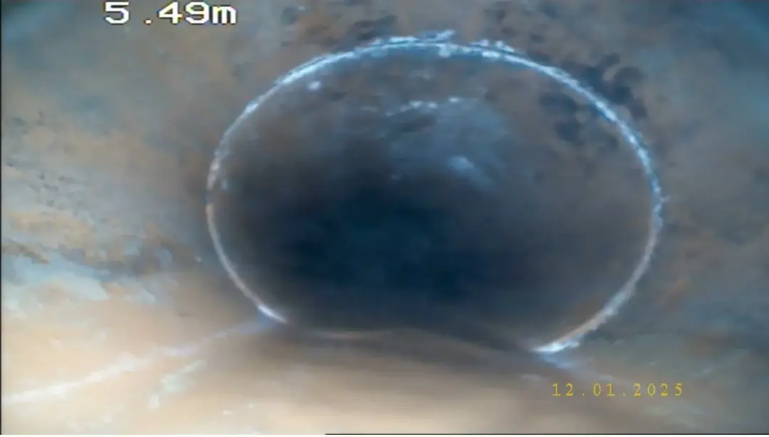 CCTV drain survey footage showing a problem inside a drain